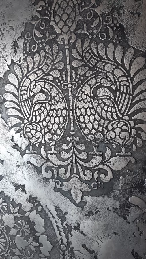 Metalická stěrka efekt Stencil