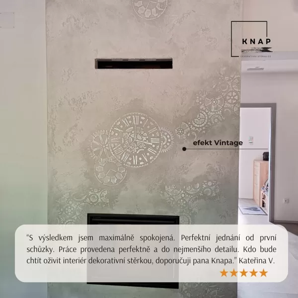 Dekorativní stěrka s efektem Vintage na krbu