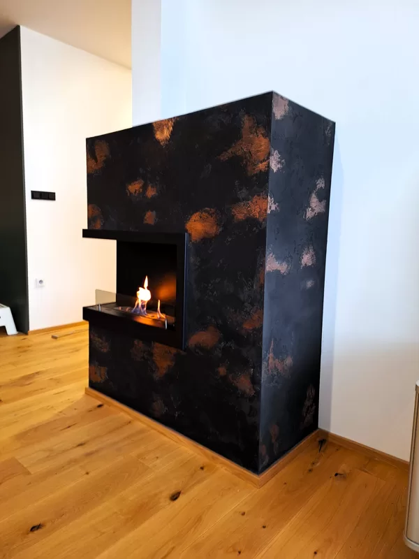 Dekorační stěrka efekt art - tekutý kov měď
