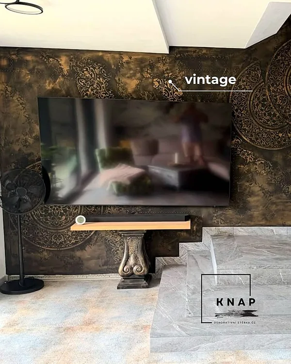Realizace dekorativní stěrky efekt Vintage v metalické upravě